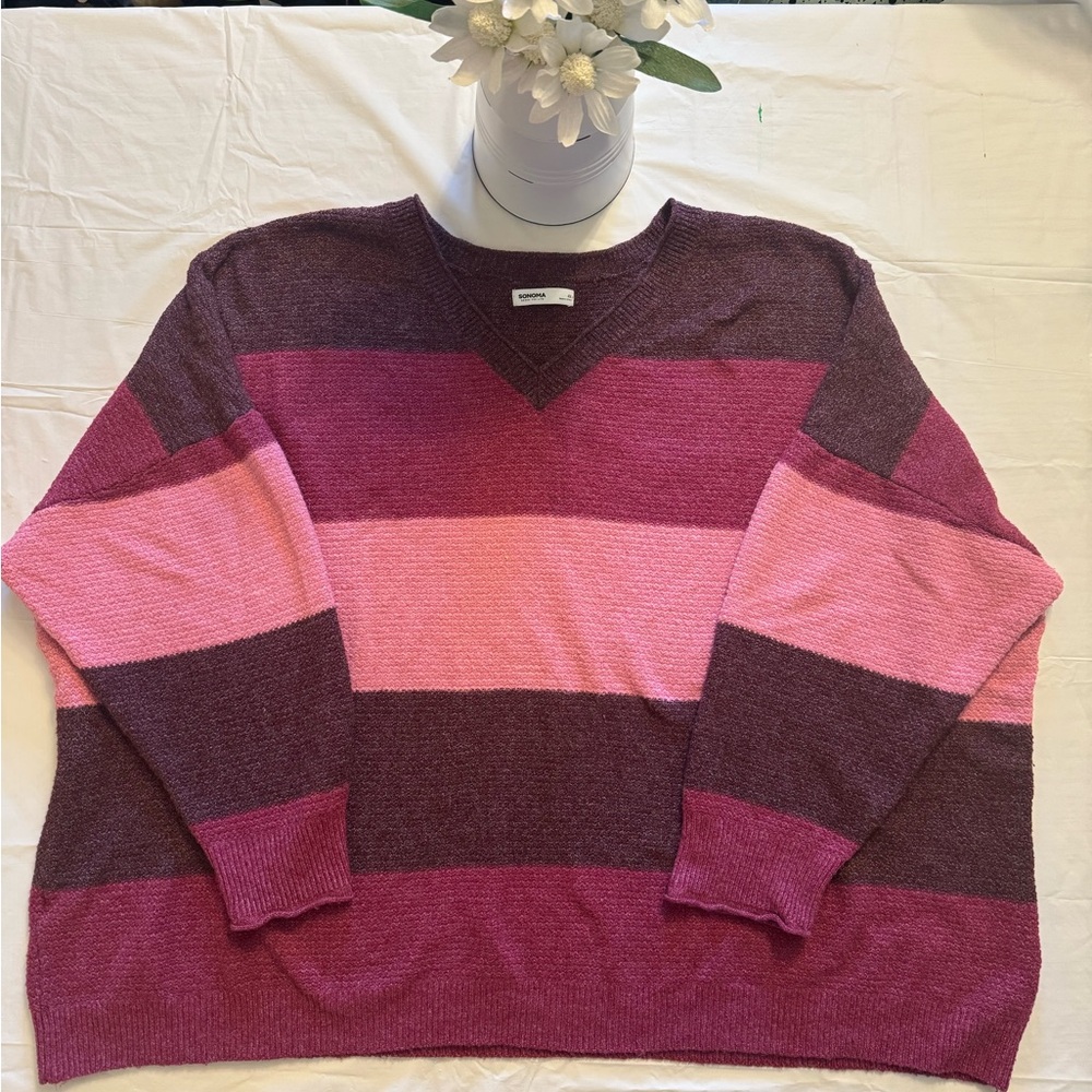 Sonoma Maroon and Magenta Knit Top